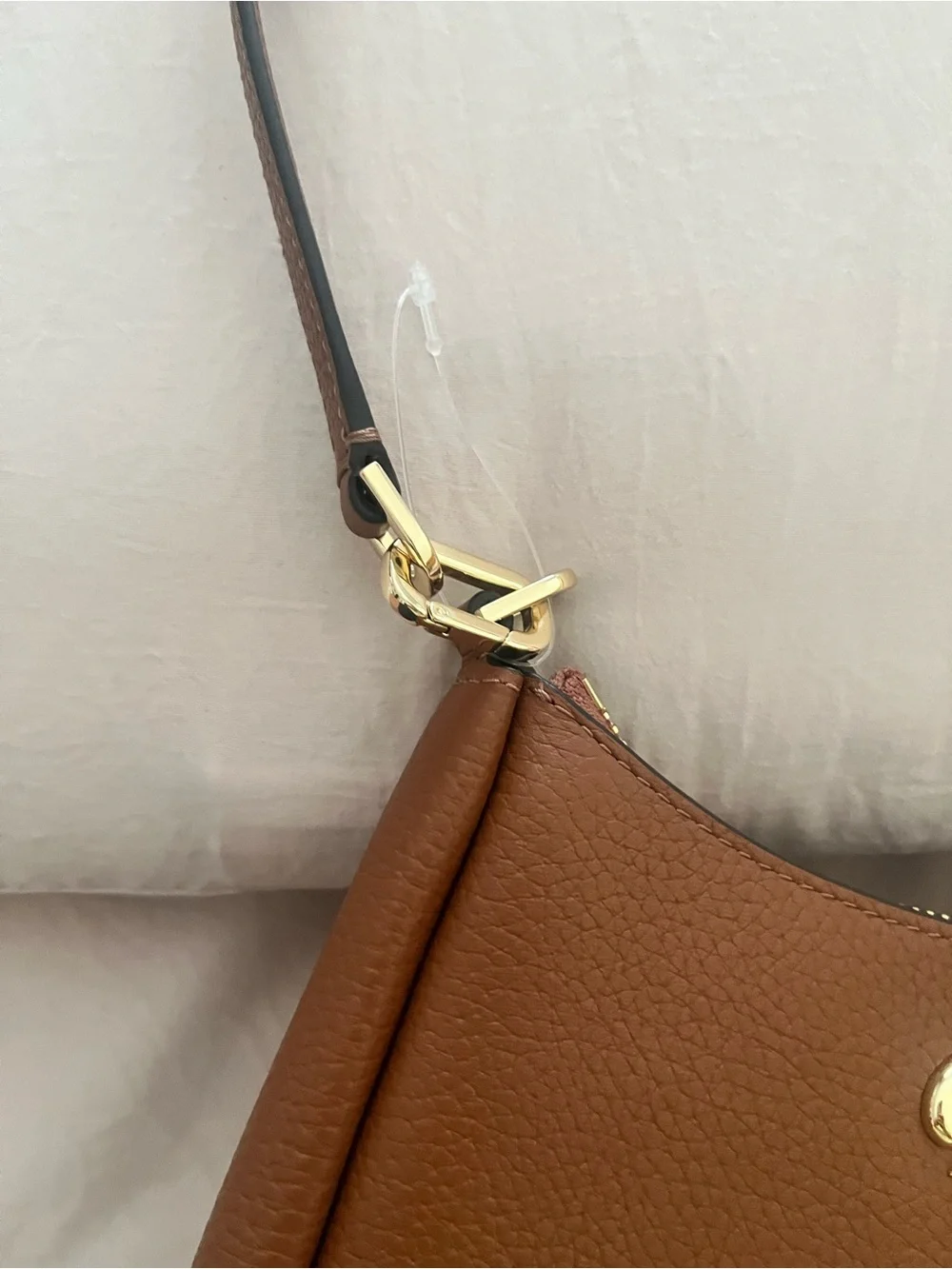 kate spade Cognac Brown Pebble Leather Shoulder Bag with Gold Hardware